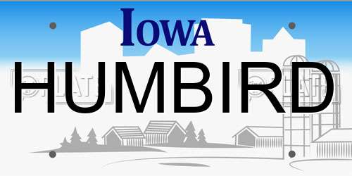 HUMBIRD Iowa License Plate