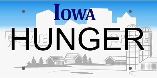 HUNGER Iowa License Plate