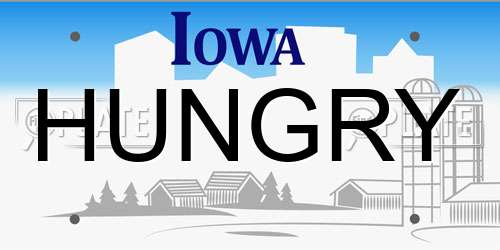 HUNGRY Iowa License Plate