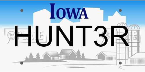 HUNT3R Iowa License Plate