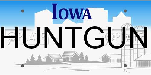 HUNTGUN Iowa License Plate