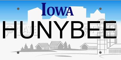 HUNYBEE Iowa License Plate