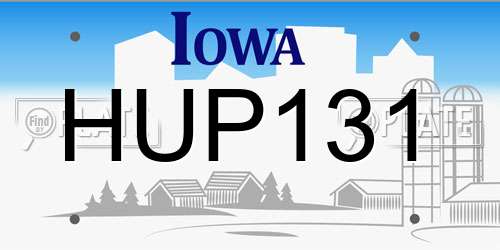 HUP131 Iowa License Plate
