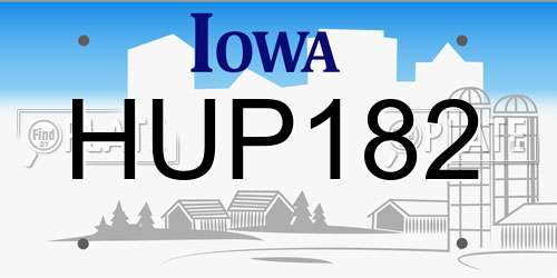 HUP182 Iowa License Plate