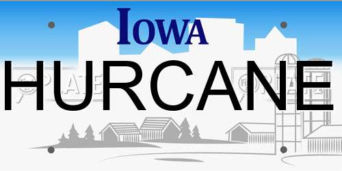 HURCANE Iowa License Plate