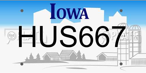 HUS667 Iowa License Plate