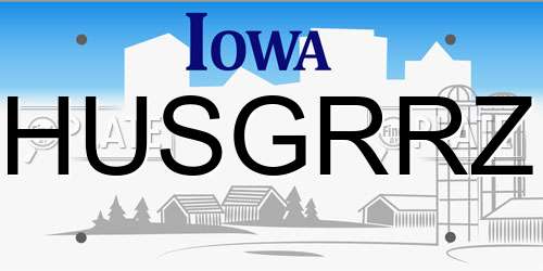 HUSGRRZ Iowa License Plate