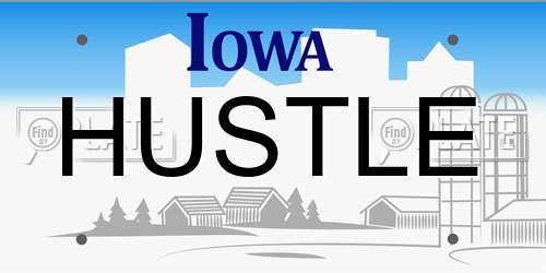 HUSTLE Iowa License Plate