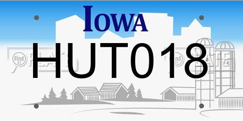 HUT018 Iowa License Plate