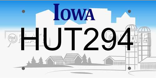 HUT294 Iowa License Plate
