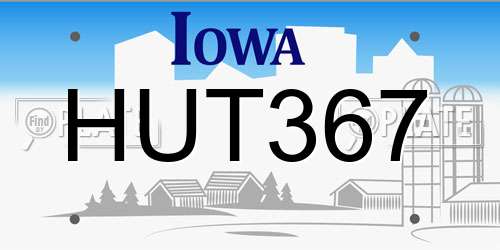 HUT367 Iowa License Plate