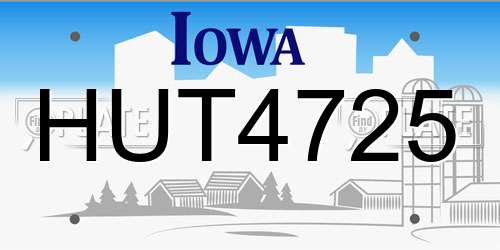 HUT4725 Iowa License Plate