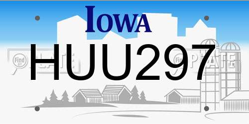 HUU297 Iowa License Plate