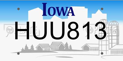 HUU813 Iowa License Plate