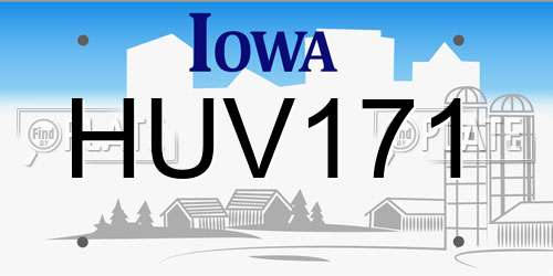 HUV171 Iowa License Plate
