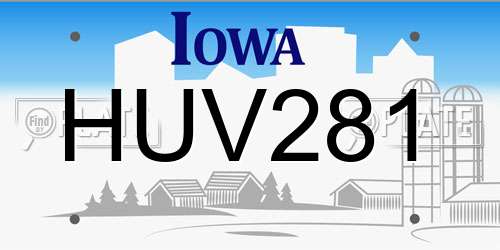 HUV281 Iowa License Plate