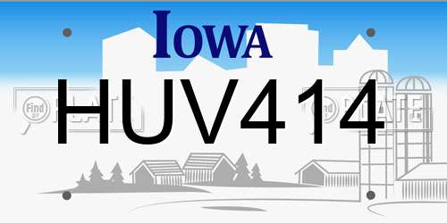 HUV414 Iowa License Plate