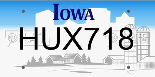 HUX718 Iowa License Plate
