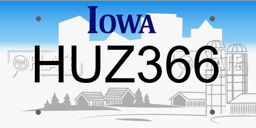 HUZ366 Iowa License Plate