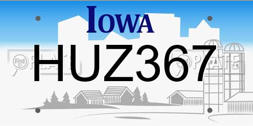 HUZ367 Iowa License Plate