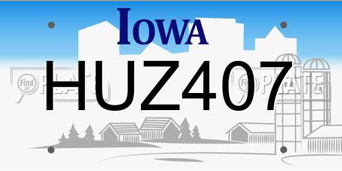 HUZ407 Iowa License Plate