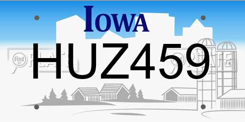 HUZ459 Iowa License Plate
