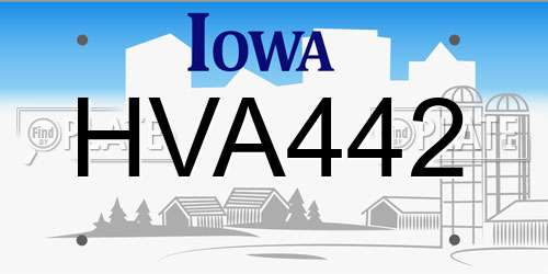 HVA442 Iowa License Plate