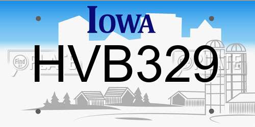 HVB329 Iowa License Plate