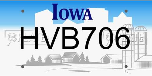 HVB706 Iowa License Plate