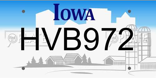 HVB972 Iowa License Plate