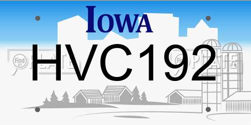 HVC192 Iowa License Plate