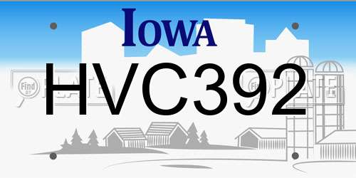 HVC392 Iowa License Plate