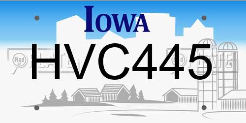 HVC445 Iowa License Plate