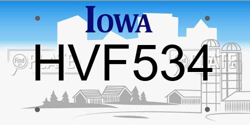 HVF534 Iowa License Plate