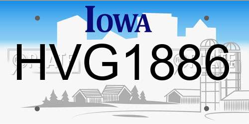 HVG1886 Iowa License Plate