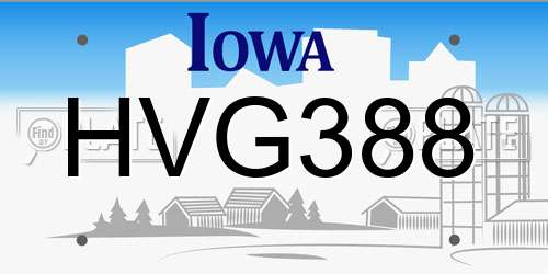 HVG388 Iowa License Plate
