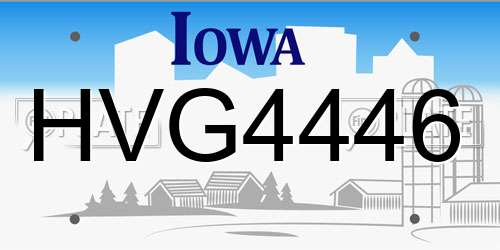 HVG4446 Iowa License Plate