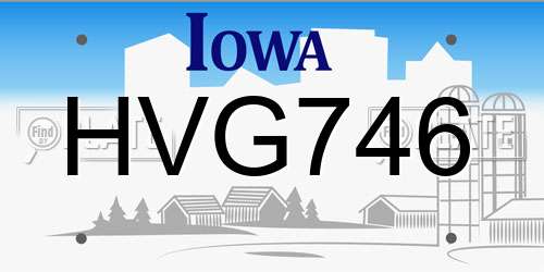 HVG746 Iowa License Plate