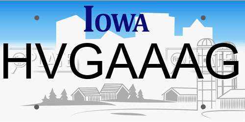 HVGAAAG Iowa License Plate