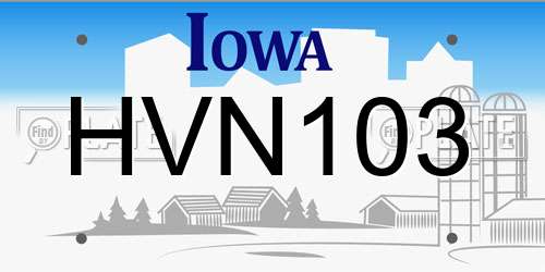 HVN103 Iowa License Plate