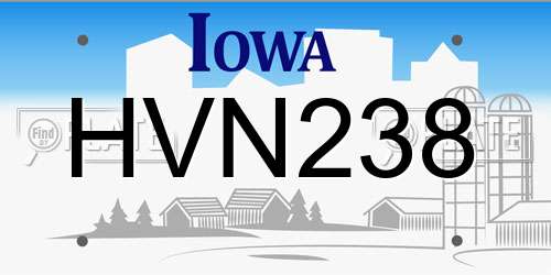 HVN238 Iowa License Plate