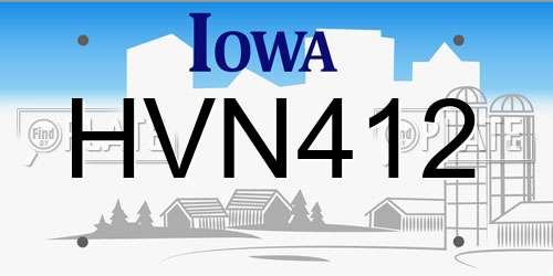 HVN412 Iowa License Plate