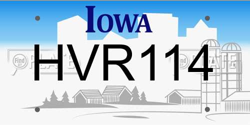 HVR114 Iowa License Plate
