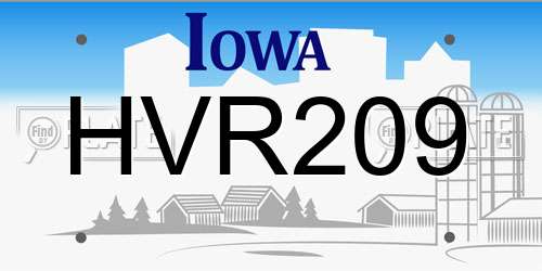 HVR209 Iowa License Plate