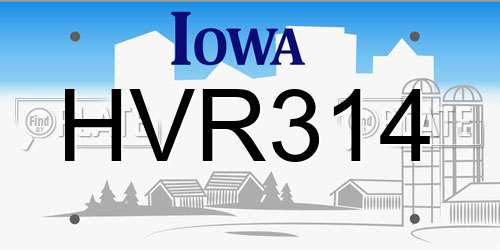 HVR314 Iowa License Plate