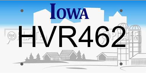 HVR462 Iowa License Plate