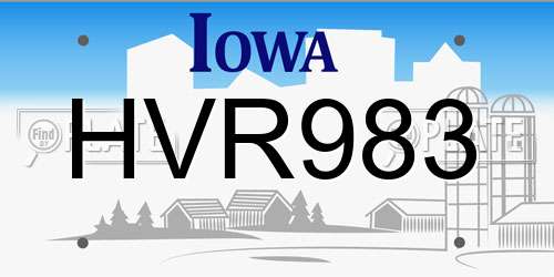 HVR983 Iowa License Plate