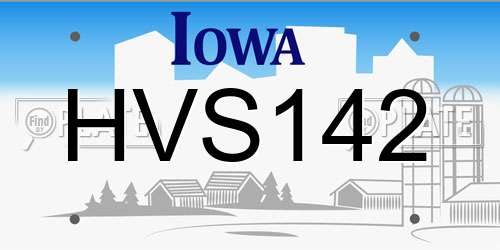 HVS142 Iowa License Plate