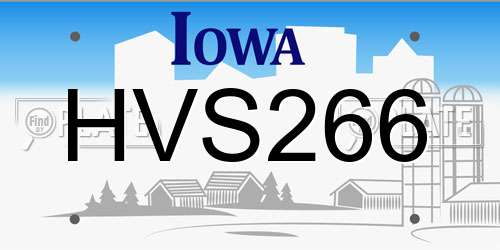 HVS266 Iowa License Plate