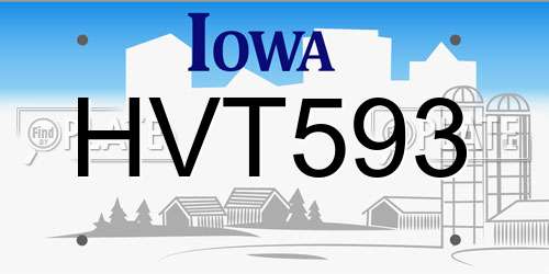 HVT593 Iowa License Plate